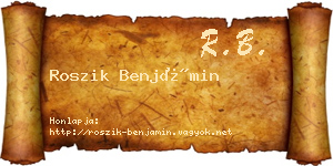 Roszik Benjámin névjegykártya
